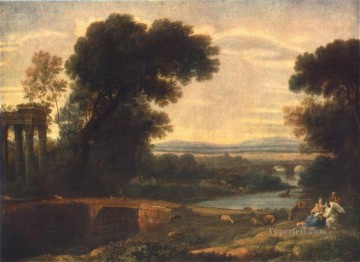 Claude Lorena Painting - Paisaje con el descanso en la huida a Egipto 1666 Claude Lorrain